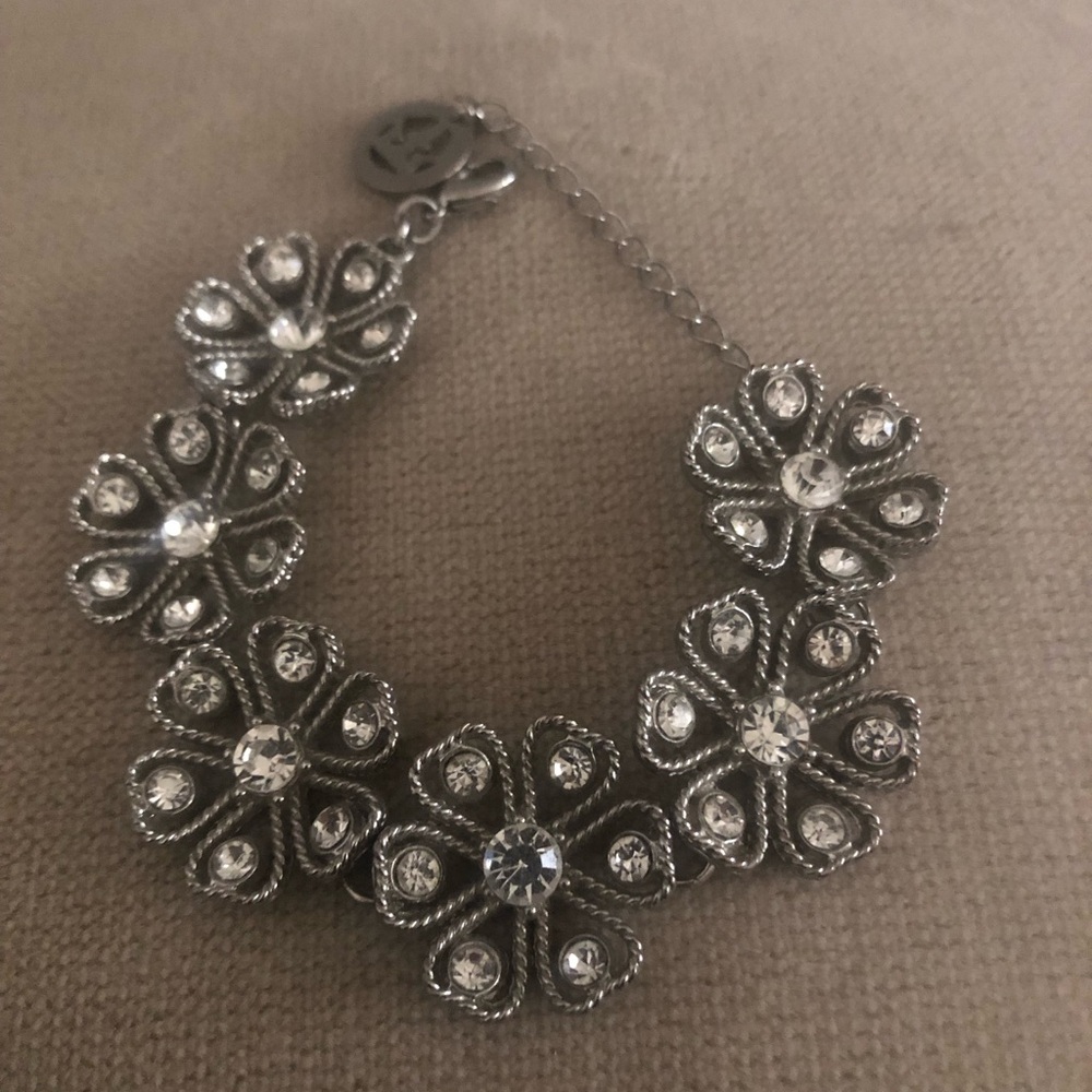 Crystal Flower Silver Bracelet - 120A $45 or $40 w/offer